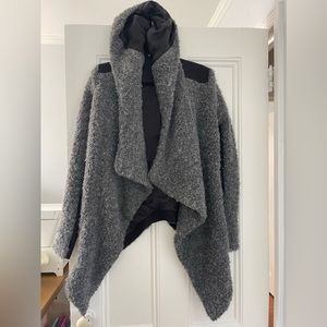 NWOT Blanc Noir hooded Wool blend open front sweater jacket - XS